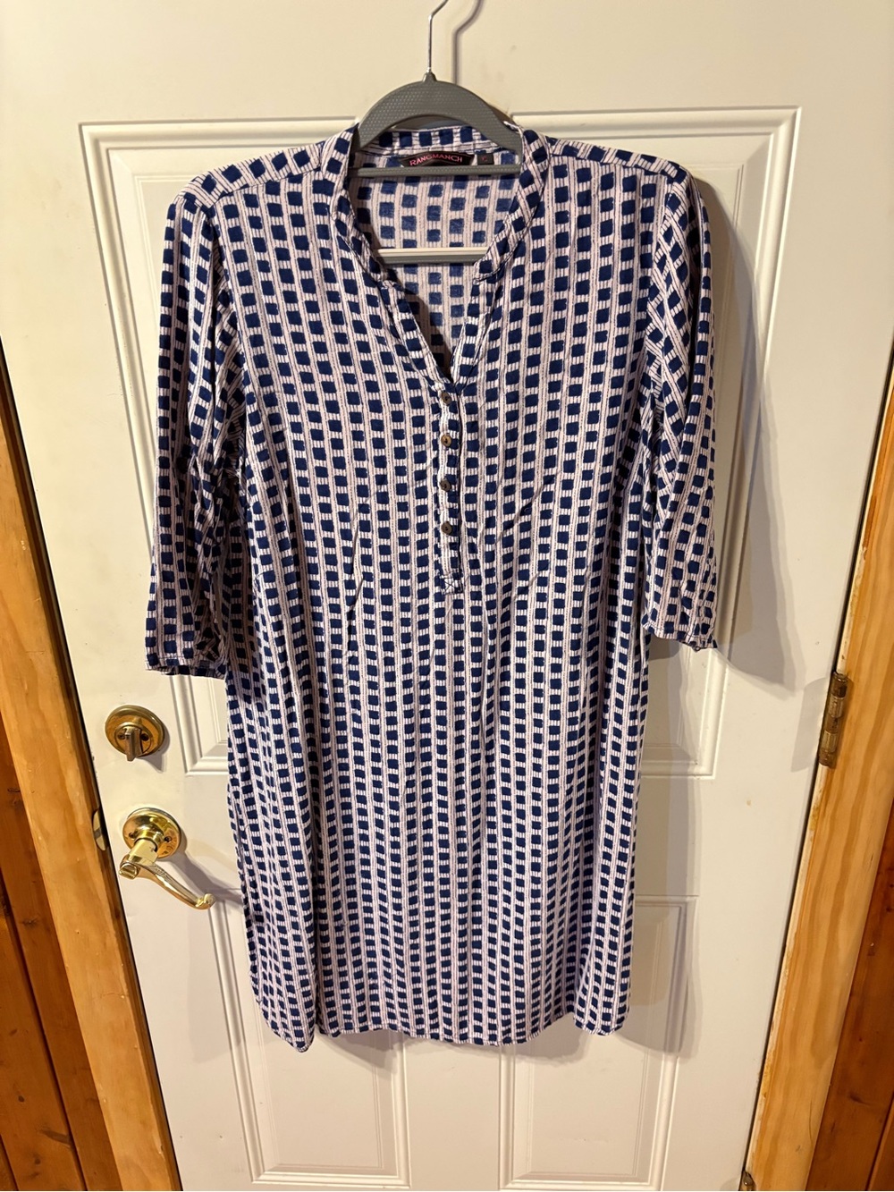 Rangmanch XLarge Blue&White Design Dress/Tunic
